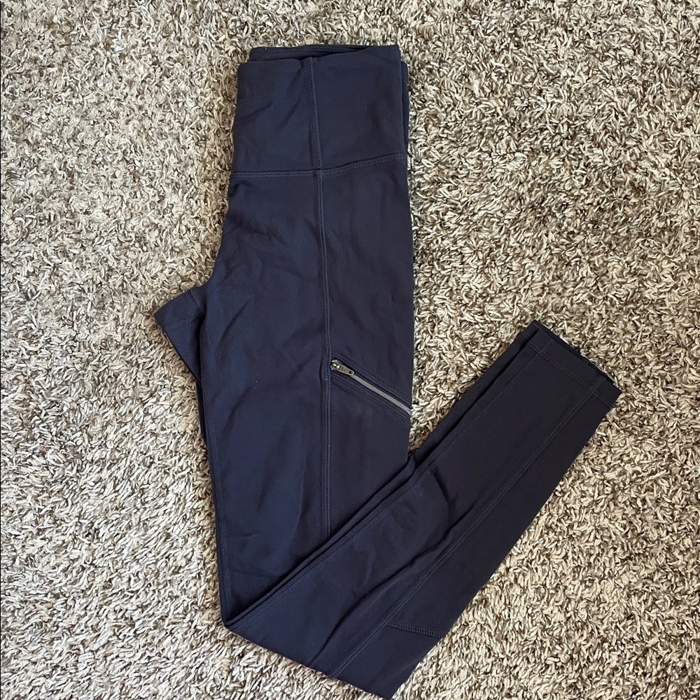Athleta Charcoal Grey Leggings with Zipper Pockets